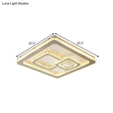 Modern Chrome Square Led Flush Mount Ceiling Lamp With Warm/White Light And Beveled Glass Available
