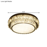 Modern Chrome Square/Round Crystal Block Led Flush Light For Bedroom - Close To Ceiling Lamp