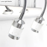 Modern Chrome Swoop Arm Led Vanity Wall Sconce With Seedy Crystal For Stylish Bath Decor