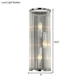 Modern Chrome Wall Sconce Fixture With Clear Crystal Shade - 3-Light Bedroom Light