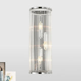 Modern Chrome Wall Sconce Fixture With Clear Crystal Shade - 3-Light Bedroom Light