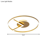 Modern Circle Ceiling Mount Led Fixture In Gold White/Warm Light - 16/19.5 Metal Flush Lighting For