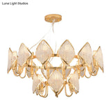 Modern Circle Chandelier Pendant - Crystal Bead Ceiling Lamp In Gold