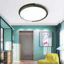 Modern Circle Flush Mount Macaron Metal Led Lamp White/Green With Acrylic Diffuser For Living Room