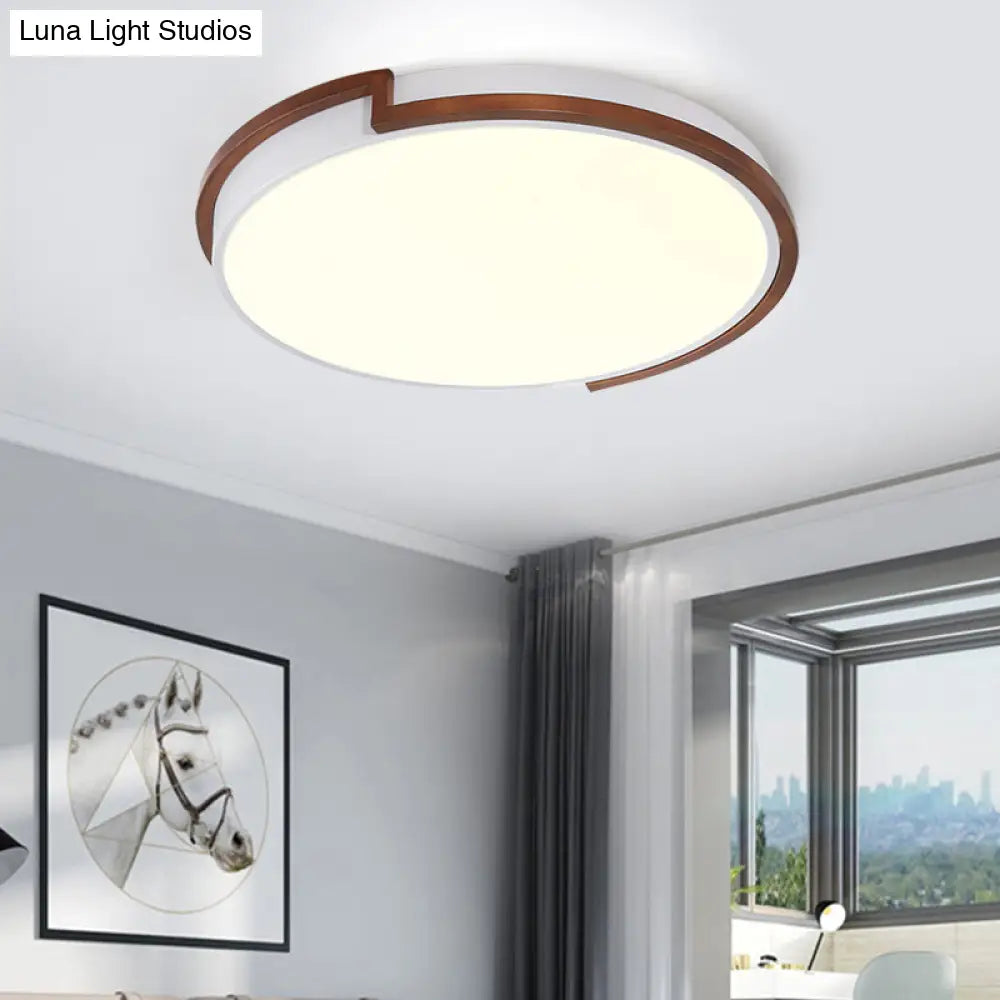 Modern Circle Flush Mount Macaron Metal Led Lamp White/Green With Acrylic Diffuser For Living Room