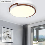 Modern Circle Flush Mount Macaron Metal Led Lamp White/Green With Acrylic Diffuser For Living Room