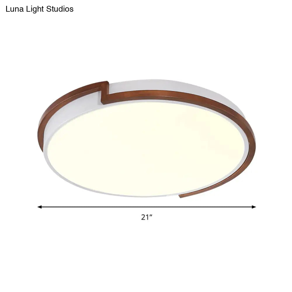 Modern Circle Flush Mount Macaron Metal Led Lamp White/Green With Acrylic Diffuser For Living Room