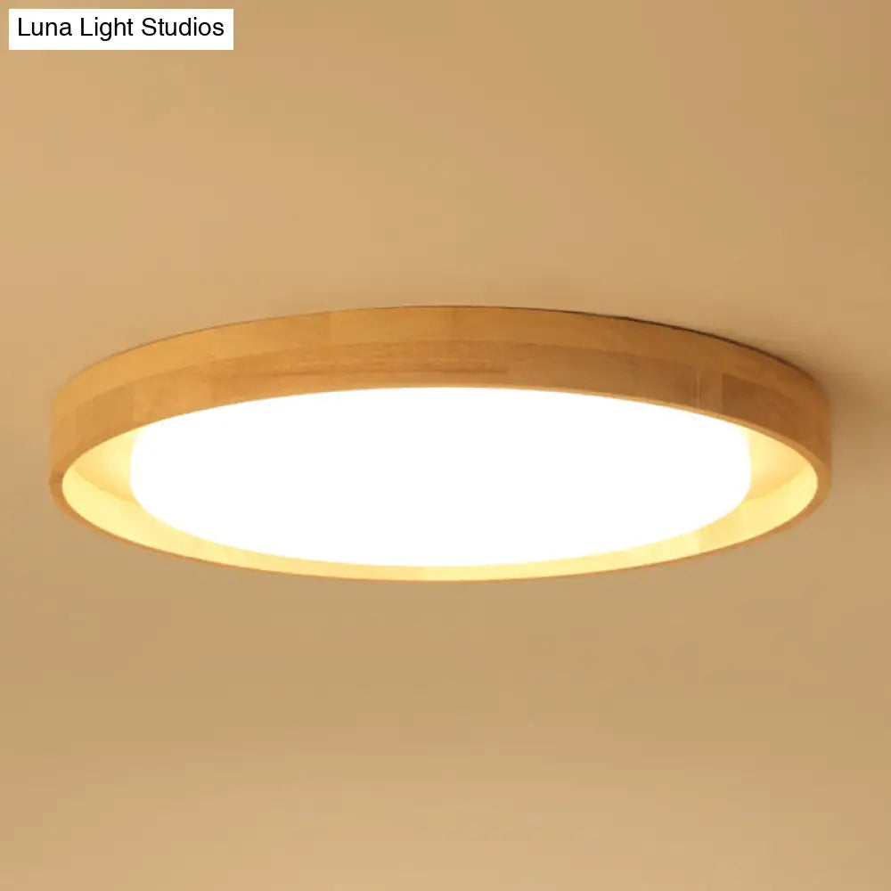 Modern Circle Semi Flush Mount Light Fixture - Stylish Acrylic Ceiling For Bedrooms Wood / 23 Warm