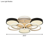 Modern Circular Acrylic Flush Ceiling Light: Stylish Black Finish 2/3 Lights Mount Fixture For
