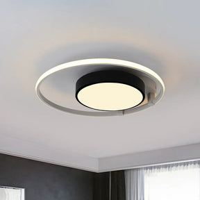 Modern Circular Acrylic Flush Ceiling Light: Stylish Black Finish 2/3 Lights Mount Fixture For