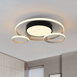 Modern Circular Acrylic Flush Ceiling Light: Stylish Black Finish 2/3 Lights Mount Fixture For