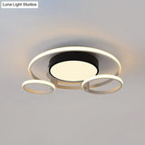 Modern Circular Acrylic Flush Ceiling Light: Stylish Black Finish 2/3 Lights Mount Fixture For