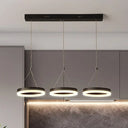 Modern Circular Acrylic Pendant With 3 Black Led Heads - Multi Light Ceiling Fixture