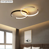 Modern Circular Led Flush Mount Acrylic Ceiling Light In Black & White For Bedrooms