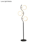 Modern Circular Tree Floor Lamp With Adjustable Metal Head Led Standing Light (Black/White)