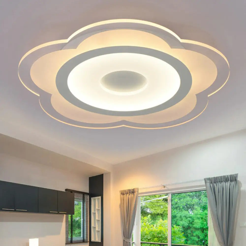 Modern Clear Acrylic Floral Led Flushmount Ceiling Light For Living Rooms / 16.5’ Warm