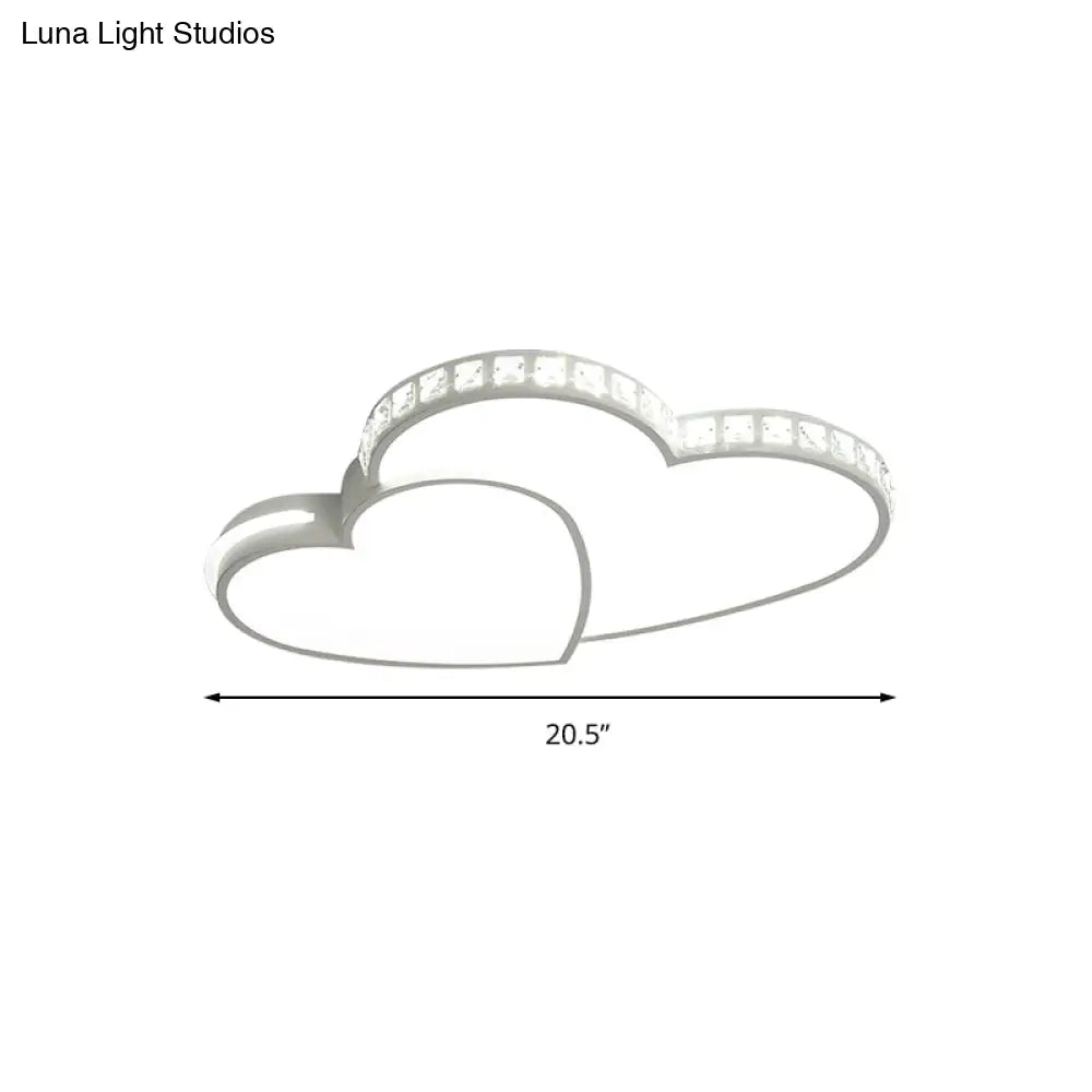 Modern Clear Acrylic Led Heart Ceiling Light In White For Foyer