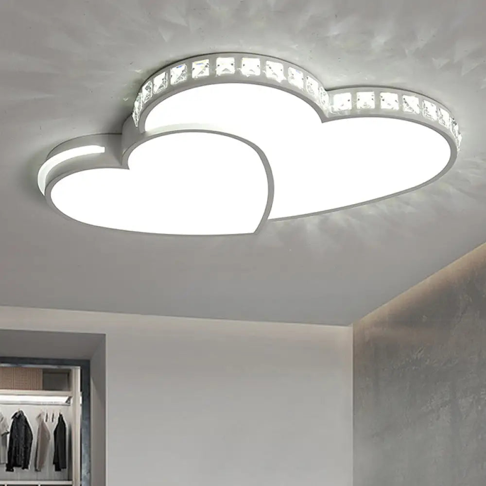Modern Clear Acrylic Led Heart Ceiling Light In White For Foyer / 20.5’