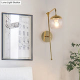 Modern Clear/Black Glass Ball Wall Sconce Light Fixture With Metal Arm - Bedside Lighting