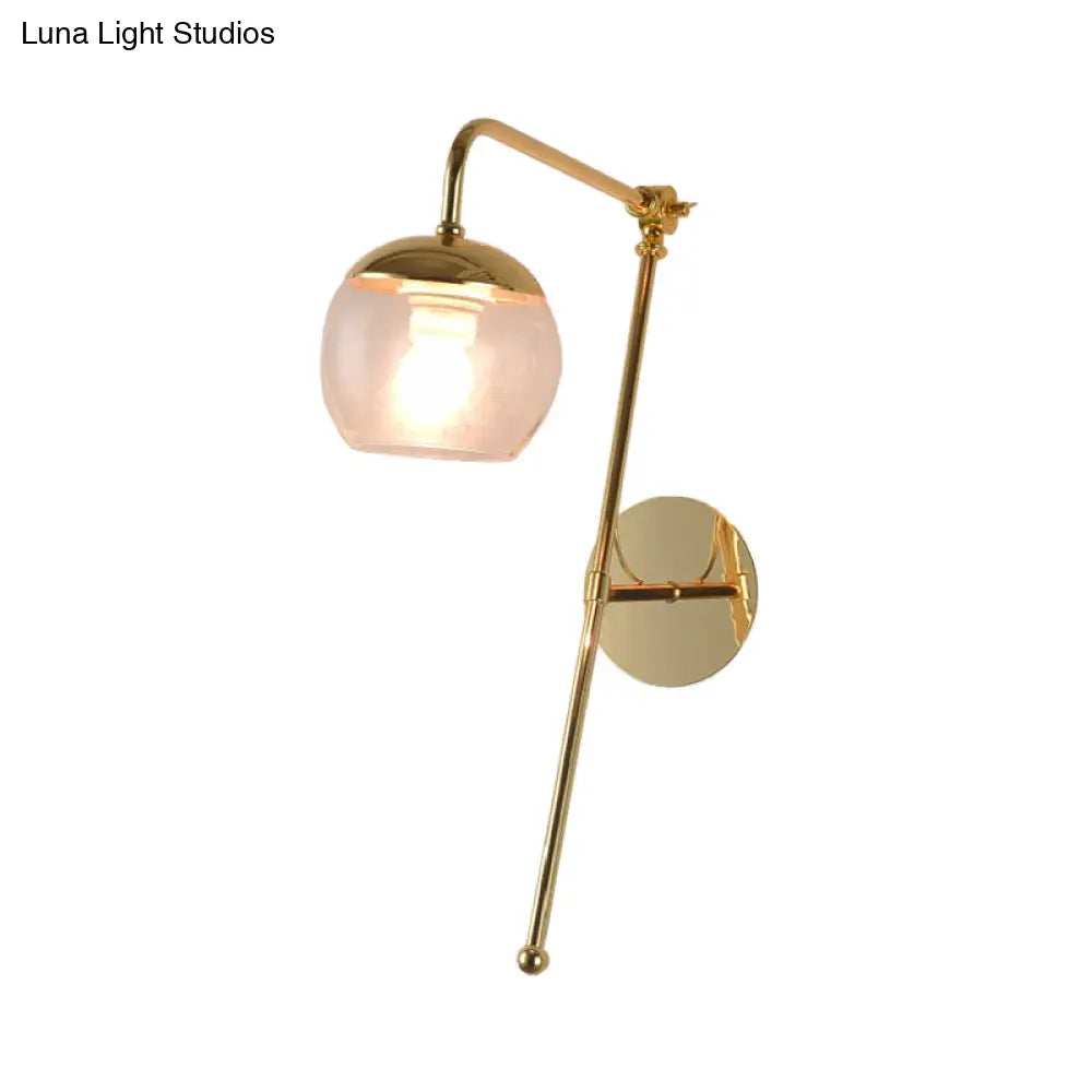 Modern Clear/Black Glass Ball Wall Sconce Light Fixture With Metal Arm - Bedside Lighting