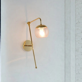 Modern Clear/Black Glass Ball Wall Sconce Light Fixture With Metal Arm - Bedside Lighting Clear