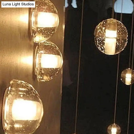 Modern Clear Bubble Crystal Wall Sconce Hemisphere - Warm/White Light For Hallway & Living Room