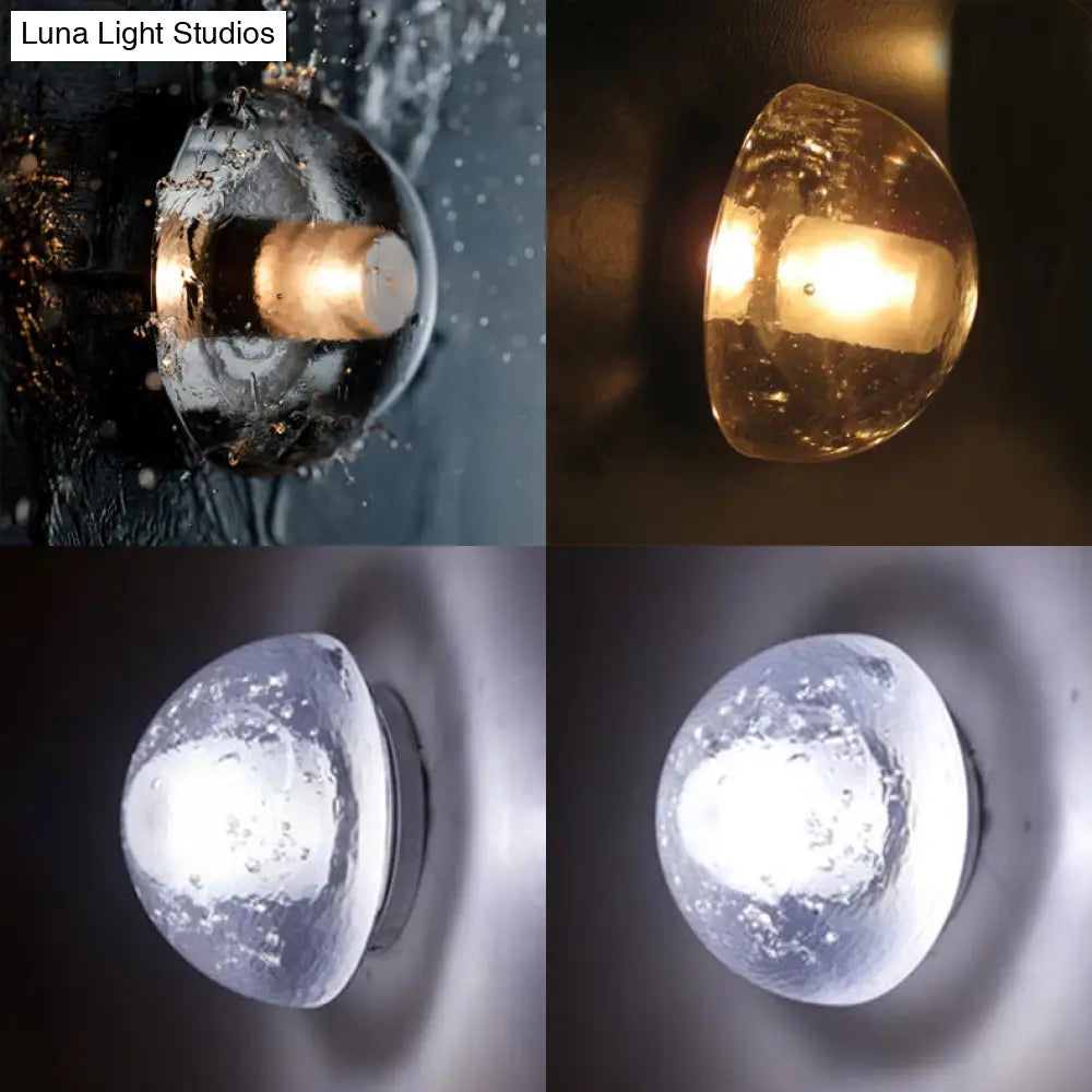 Modern Clear Bubble Crystal Wall Sconce Hemisphere - Warm/White Light For Hallway & Living Room