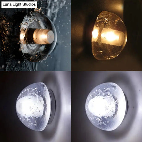 Modern Clear Bubble Crystal Wall Sconce Hemisphere - Warm/White Light For Hallway & Living Room