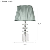 Modern Clear Crystal 1-Head Night Table Lamp With Empire Shade - Grey