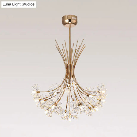 Modern Clear Crystal Beaded Chandelier With Bouquet Design - Black/Chrome 13/19 Lights Hanging Lamp