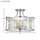 Modern Clear Crystal Drum Ceiling Light - 4 - Light Chrome Semi Flushmount
