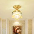 Modern Clear Crystal Floral Ceiling Lamp - 1 Light Brass Finish / B