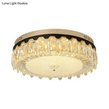 Modern Clear Crystal Flush - Mount Ceiling Lamp For Bedroom Led Light Fixture