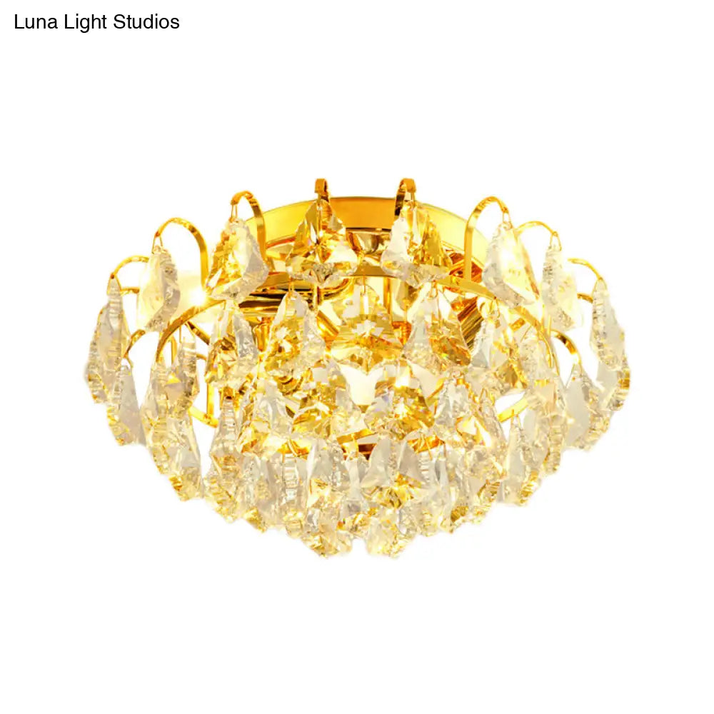 Modern Clear Crystal Flush Mount Ceiling Light With Dome/Cone/Tapered Shape - Ideal For Corridors