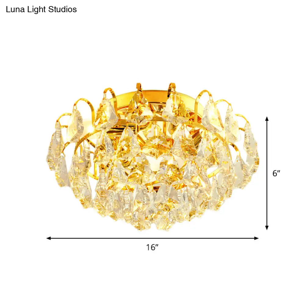 Modern Clear Crystal Flush Mount Ceiling Light With Dome/Cone/Tapered Shape - Ideal For Corridors