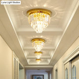 Modern Clear Crystal Flush Mount Ceiling Light With Dome/Cone/Tapered Shape - Ideal For Corridors