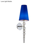 Modern Clear Crystal Glass Cone Wall Sconce Light 1 Head Blue Lighting Fixture 19/26.5 Tall