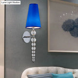 Modern Clear Crystal Glass Cone Wall Sconce Light 1 Head Blue Lighting Fixture 19/26.5 Tall