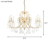 Modern Clear Crystal Gold Chandelier Lighting - Single Tier Suspension Pendant 8/10 Lights With