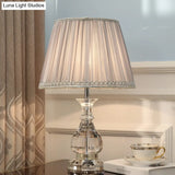 Modern Clear Crystal Gourd Table Lamp With Faux-Braided Detailing - Grey 1 Bulb Desk Light