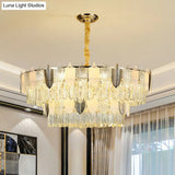 Modern Clear Crystal Leaf Pendant Chandelier - Stylish Suspension Light For Living Room
