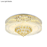 Modern Clear Crystal Led Flush Mount Ceiling Light Fixture