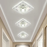 Modern Clear Crystal Led Flush Mount Ceiling Light For Entryway / 3W White