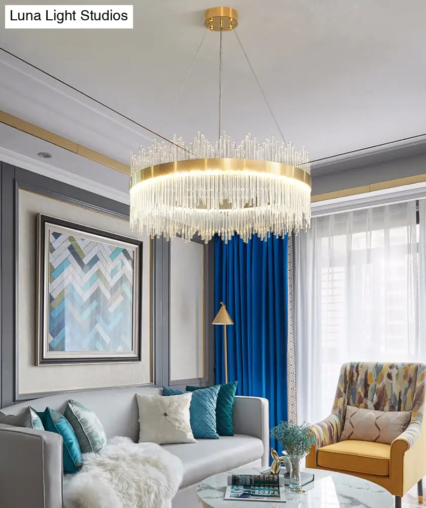 Modern Clear Crystal Pendant Led Suspension Lamp For Dining Table