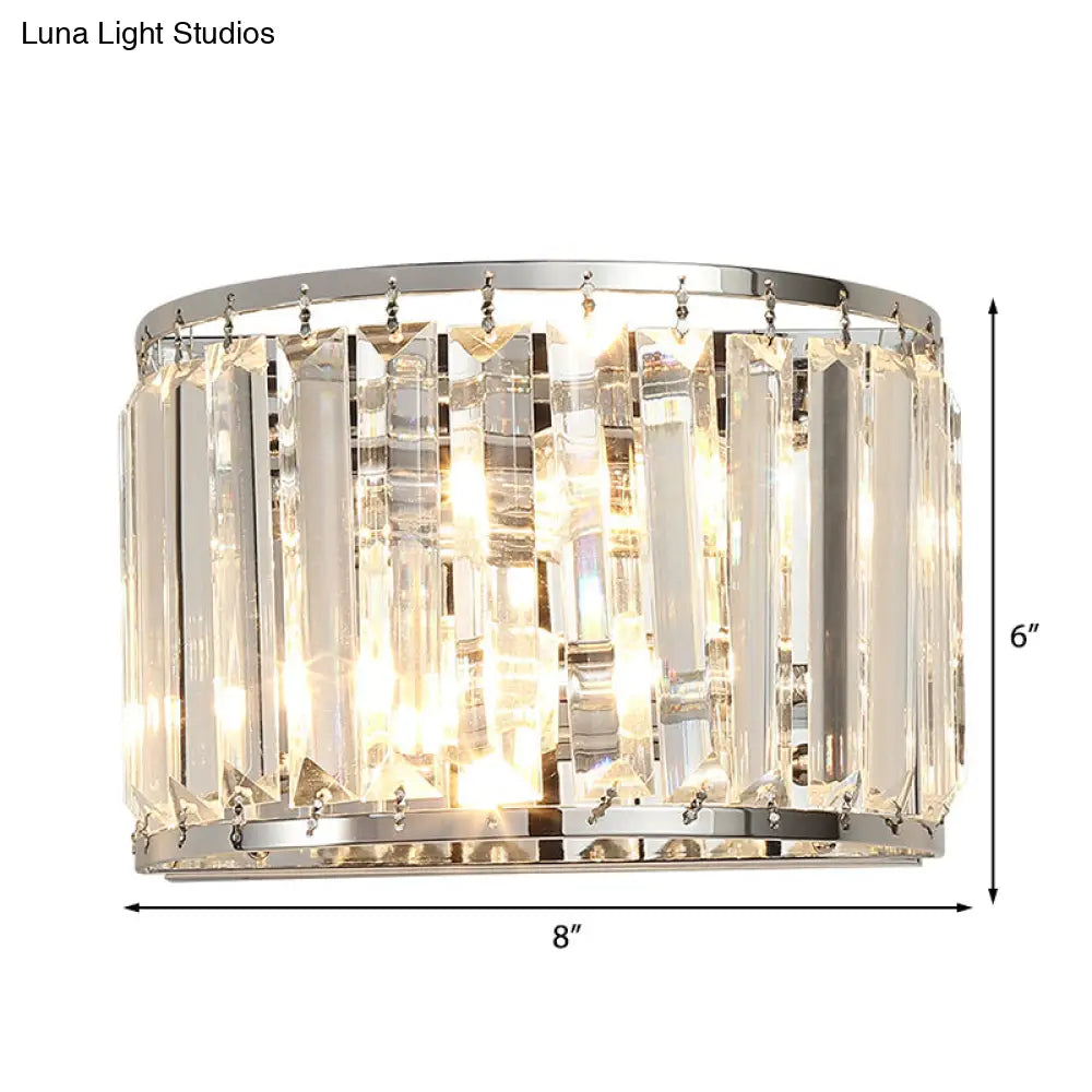 Modern Clear Crystal Wall Mounted Light 2-Bulb Chrome Finish Lamp