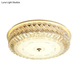 Modern Clear Faceted Crystal Led Flush Mount Lamp For Bedroom Ceiling