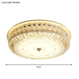 Modern Clear Faceted Crystal Led Flush Mount Lamp For Bedroom Ceiling