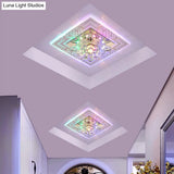 Modern Clear Floral Crystal Led Flush Mount Ceiling Light For Passage
