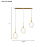 Modern Clear Glass 3-Bulb Gold Cluster Pendant Light - Dual-Shade Diamond Ceiling Hand Lamp