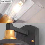 Modern Clear Glass Black Wall Sconce 1-Light Industrial Light Fixture 6/8 Wide
